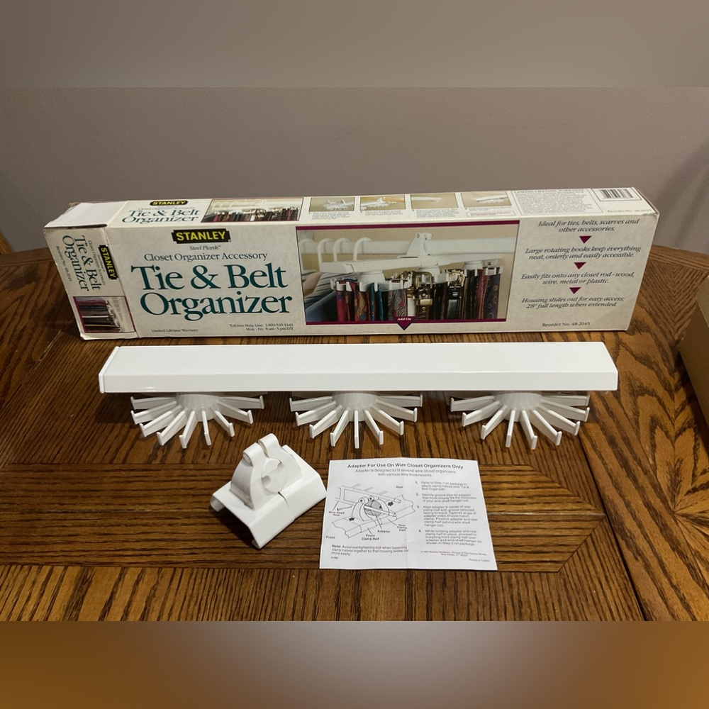 Tie & belt organizer for any closet rod
